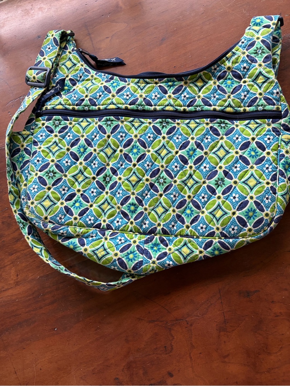 Vera Bradley Blue and Green Quilted Crossbody Shoulder Bag